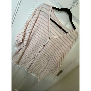 7th Ray women’s shirt sleeve blouse pink white 2X